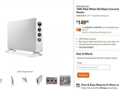 White Slim Space Heater Convection Panel; 1500W