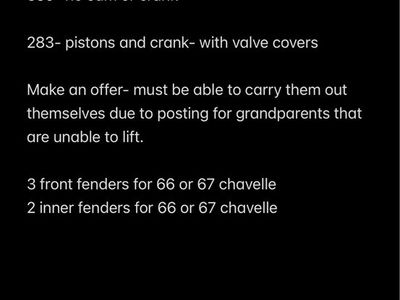 Engine Blocks and Chevelle Fenders - 327, 350, 283