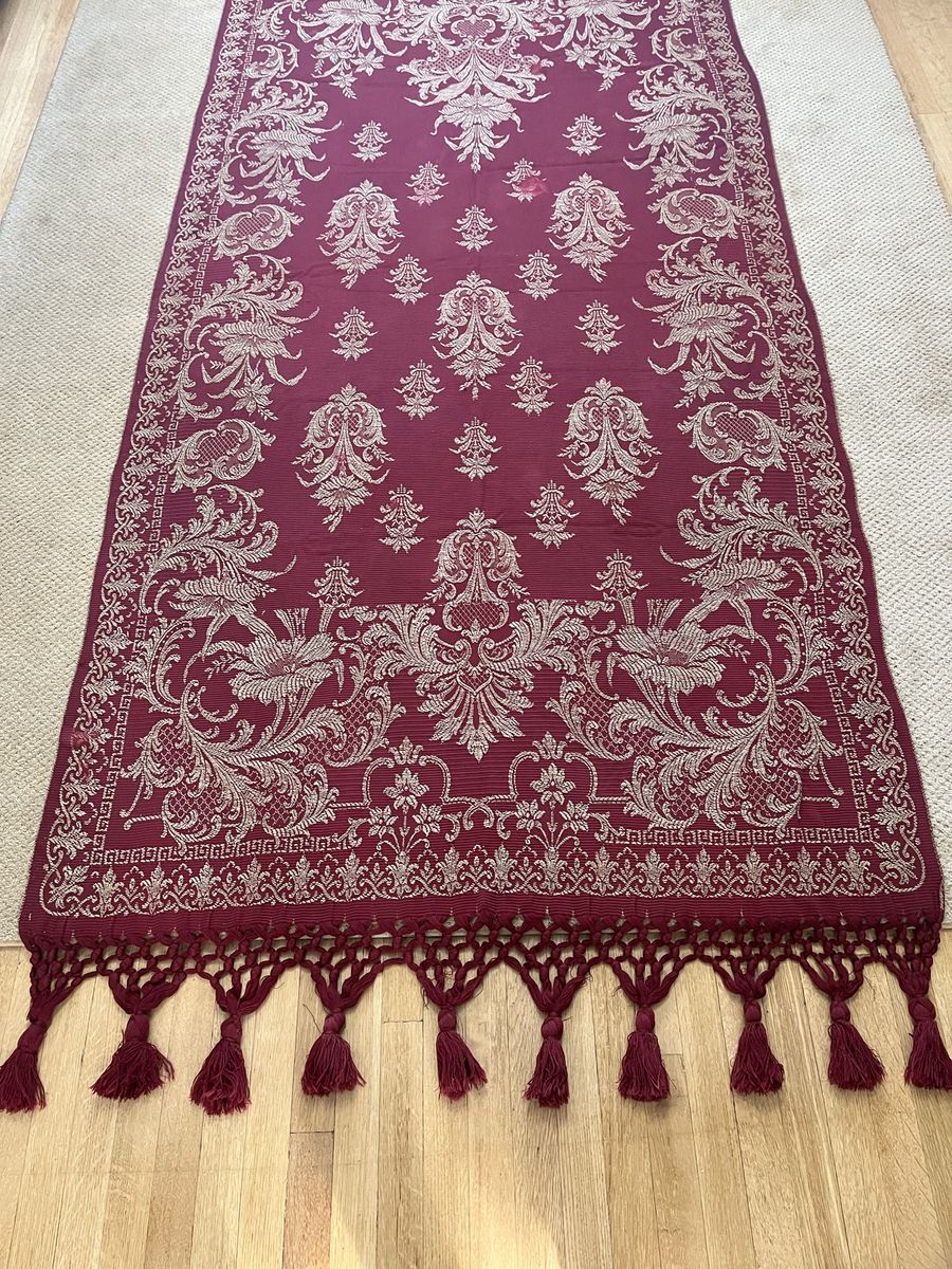 Beautiful Cranberry Colored Bellissimo Fringed Throw or Bedspread -Antique and Heavy