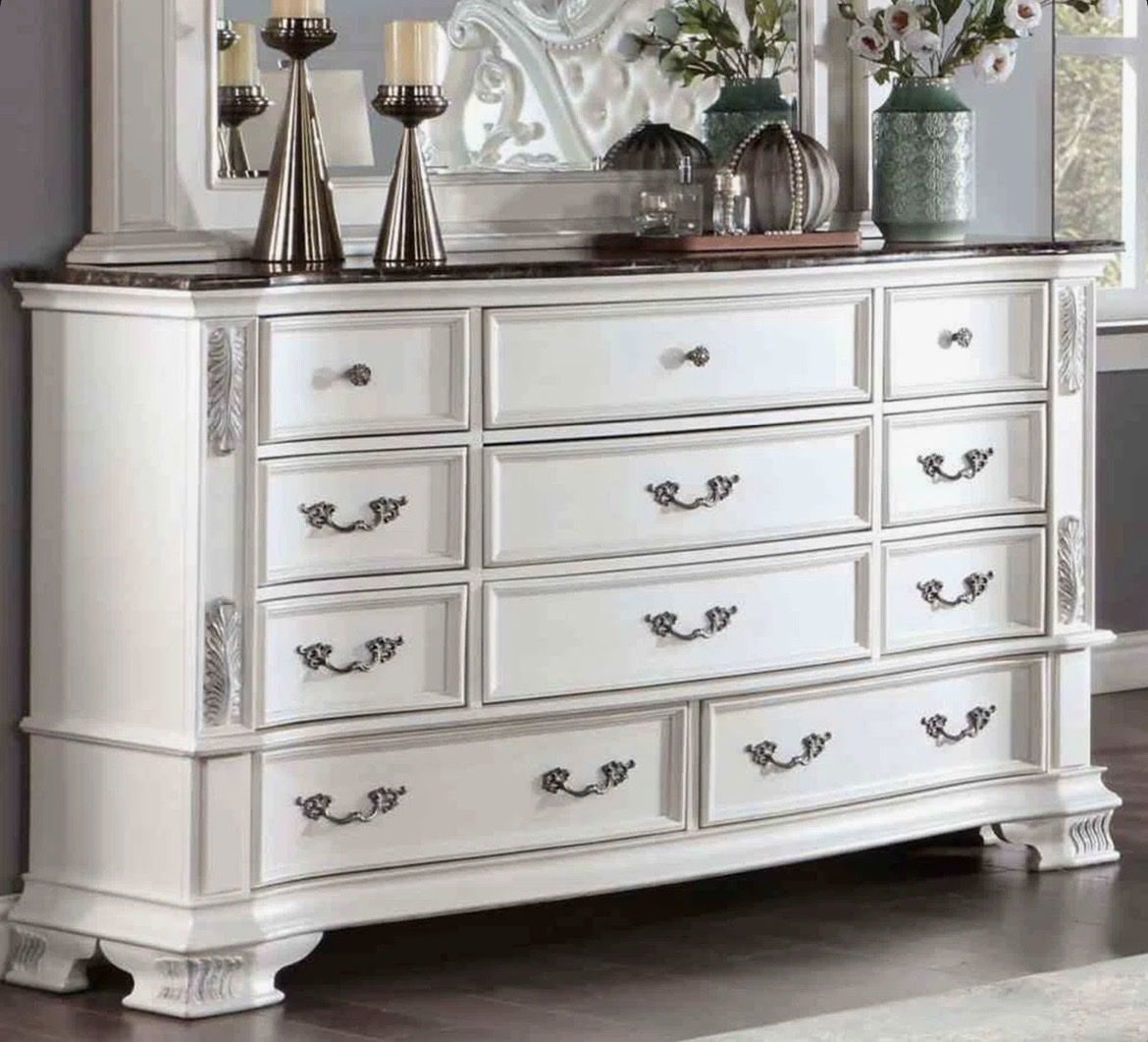 Furniture of America Esparanza Solid Wood Dresser w/ Real Marble Top – Brand New, Free Delivery in St. George