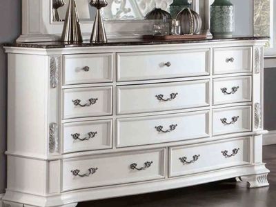 Furniture of America Esparanza Solid Wood Dresser w/ Real Marble Top – Brand New, Free Delivery in St. George