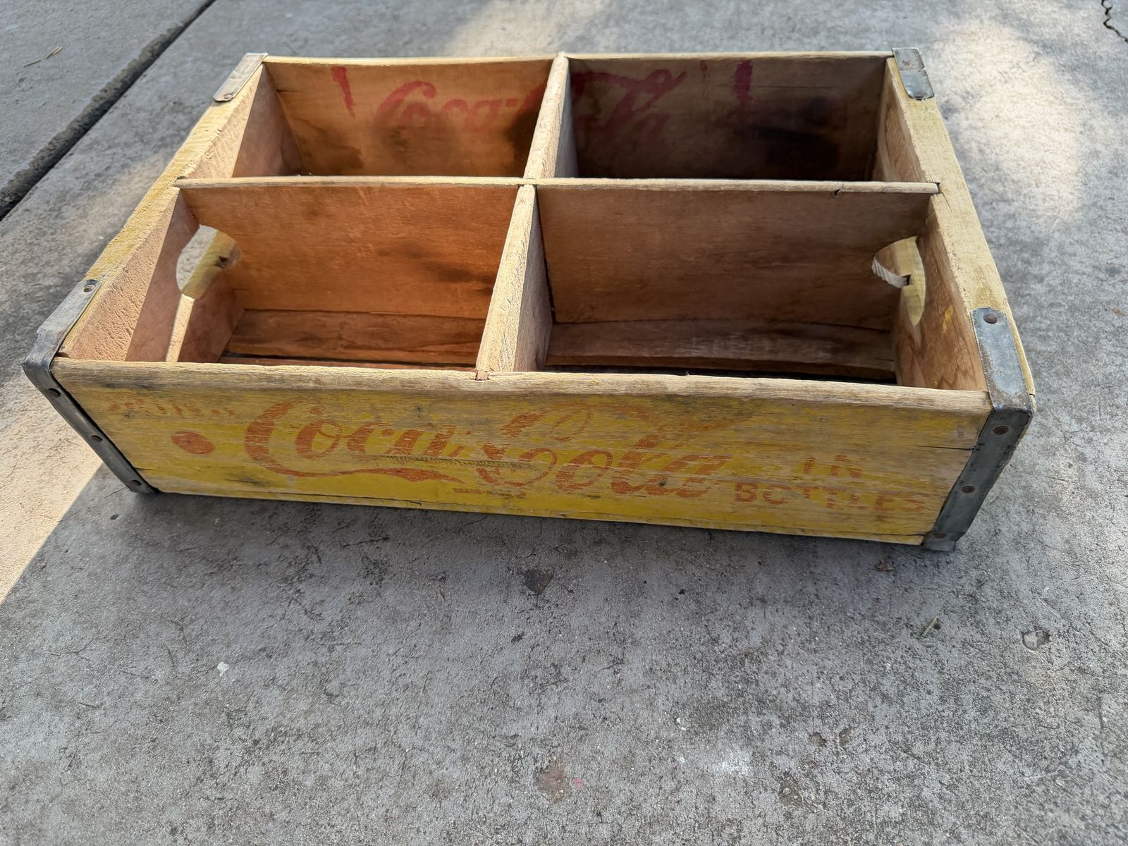 Vintage Coca-Cola Wooden Soda Crate Box with Metal Corners
