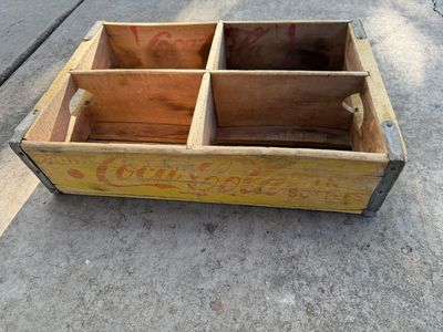 Vintage Coca-Cola Wooden Soda Crate Box with Metal Corners