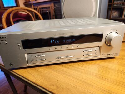 Sony Receiver STR-K650P, matching powered sub-woofer, and a monster cable to connect them.