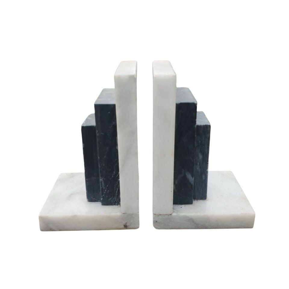 Black + White Marble Bookends