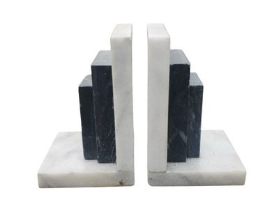 Black + White Marble Bookends