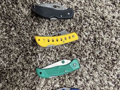 Lot of 5 Assorted Mini Folding Pocket Knives Multi-Color Handles