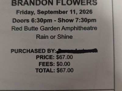 Brandon Flowers Red Butte Tickets (2)
