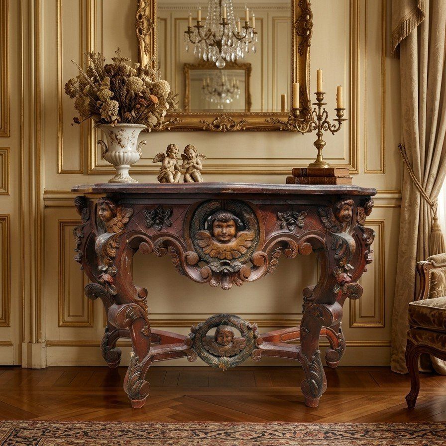 Antique French Demilune Table