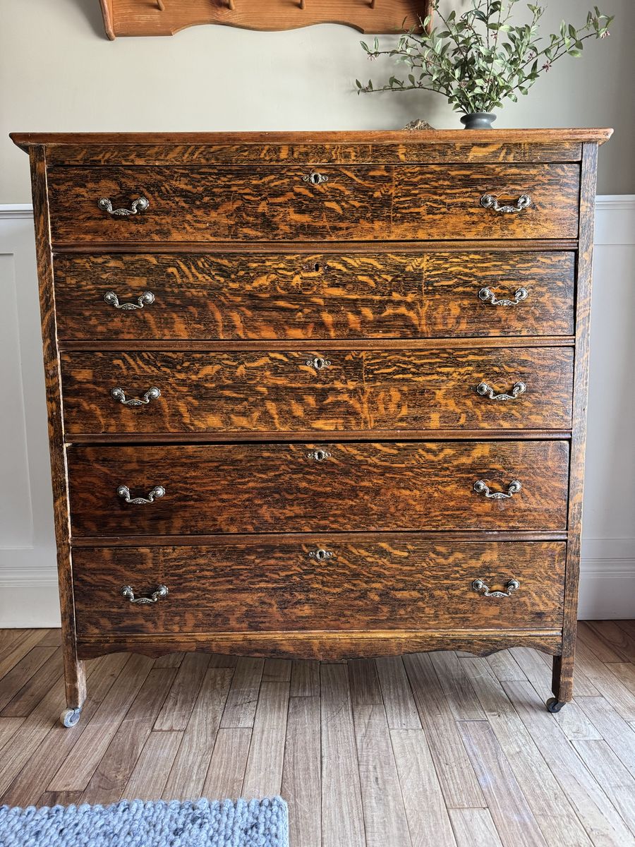 Antique Quarter-Sawn White Oak Dresser | Solid Wood