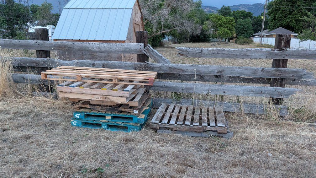 Assorted Wooden Pallets - Mixed Sizes & Conditions for DIY, Shipping, or Crafts