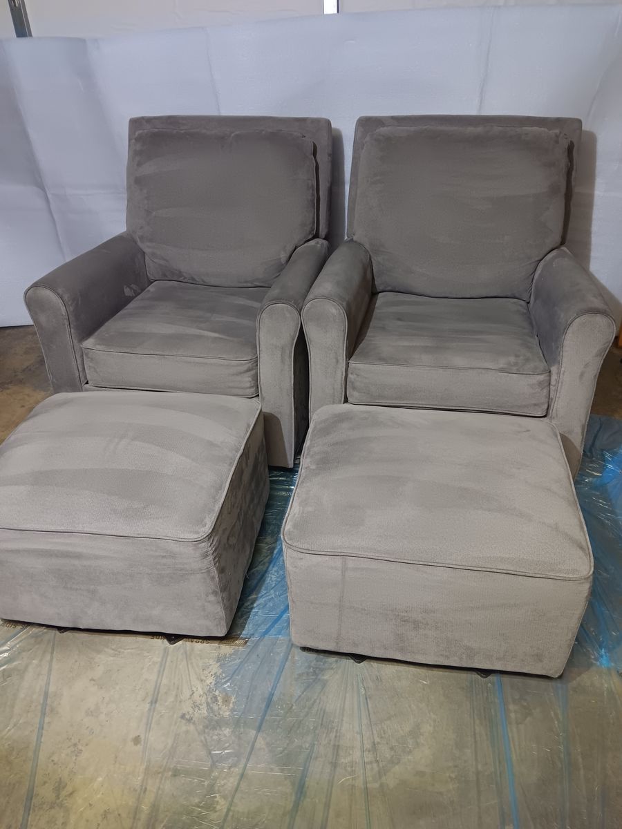 Swivel rocker chairs with glider ottomans