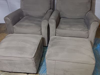 Swivel rocker chairs with glider ottomans