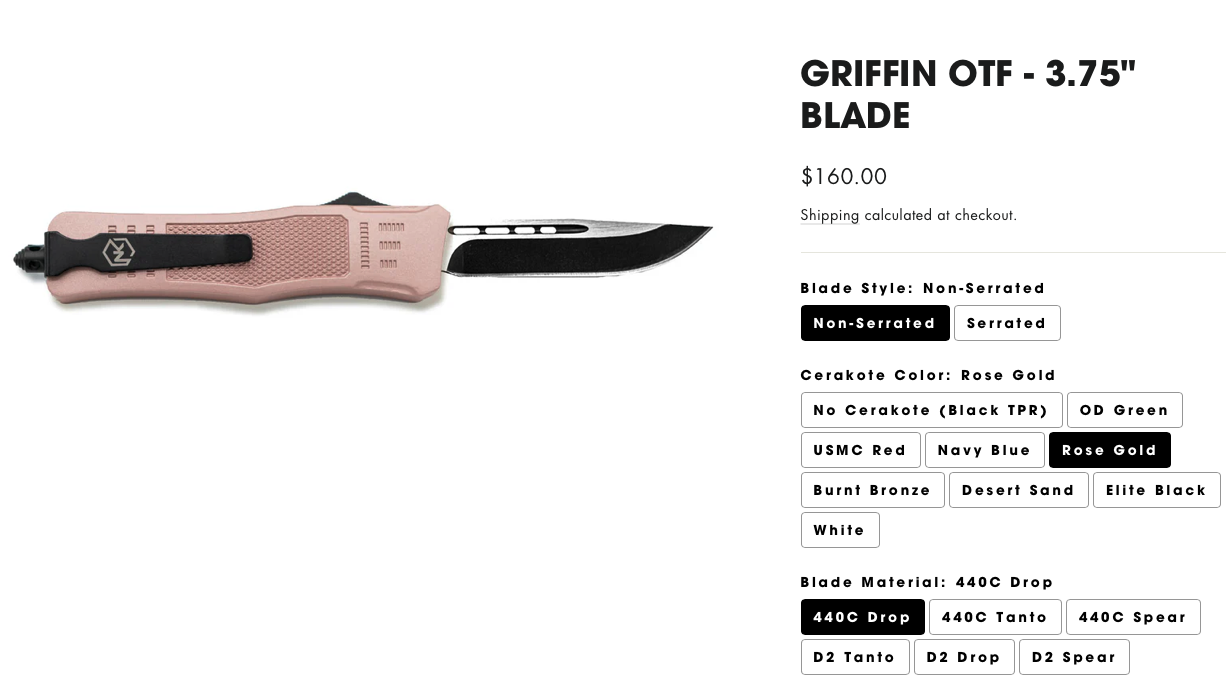 Normandy Knife Griffon OTF 3 Blade Rose Gold With New Blade