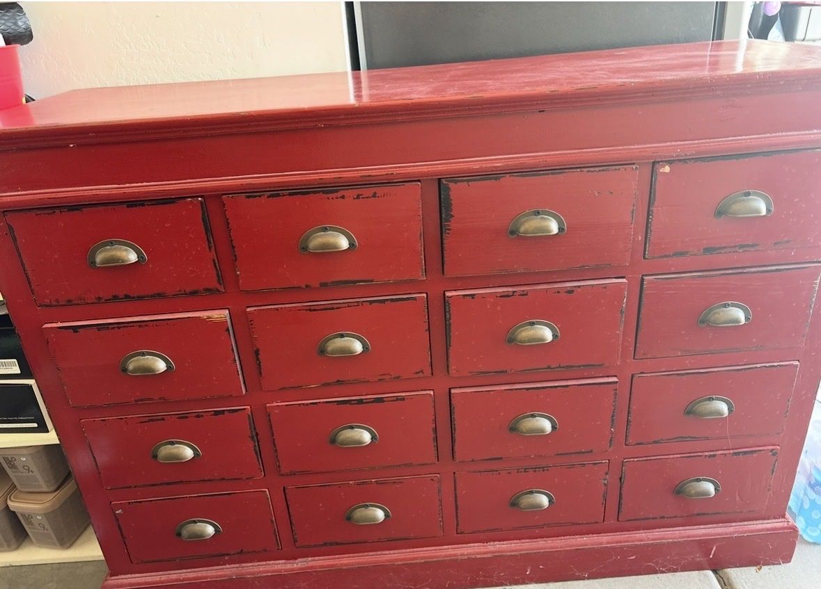 Red decor dresser 49” in length