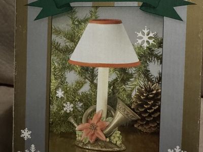 New ALSY Lighting Holiday Hunting Horn & Poinsettia Accent Welcome Light Lamp 10.5 Inches Style D3728