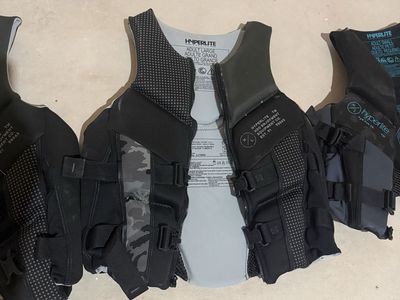 Hyperlite Adult Life Jackets (Costco), set of 3 (Small, Large, X-Large)
