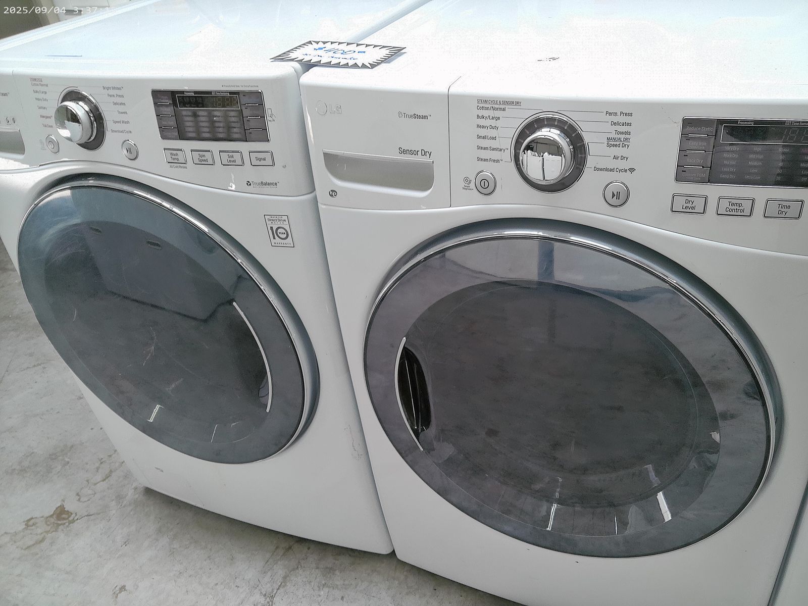 LG White Front Load Washer &  Dryer Set~90 Day Guarantee