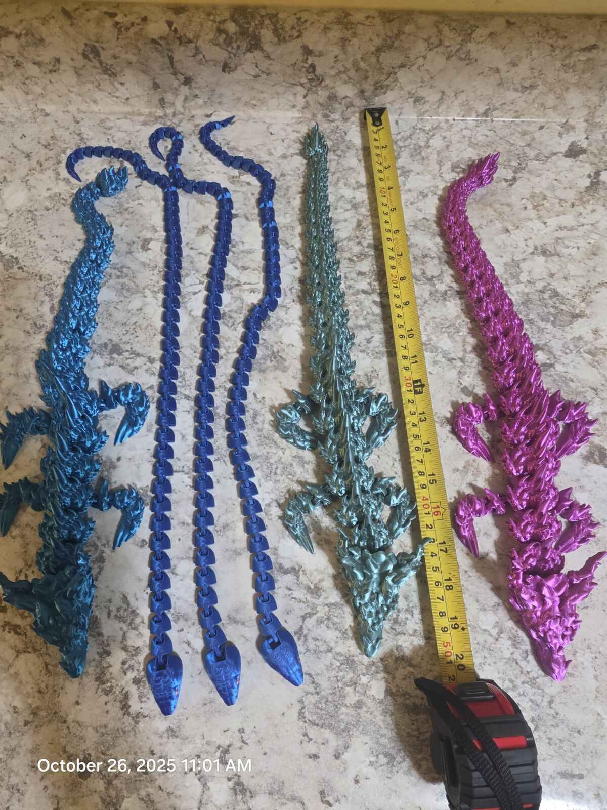 Dragons and Snakes - 3D Printed - Many color options - Custom colors upon request