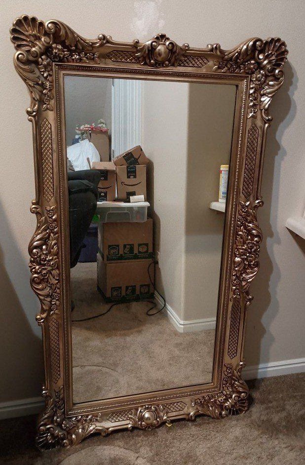 Framed mirror golden ornate