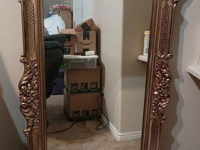 Framed mirror golden ornate