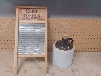 Washboard and whiskey jug