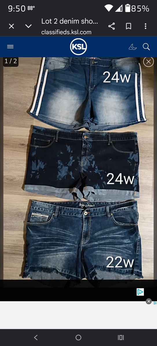 Lot of 2 denim shorts plus size 24w and 22w
