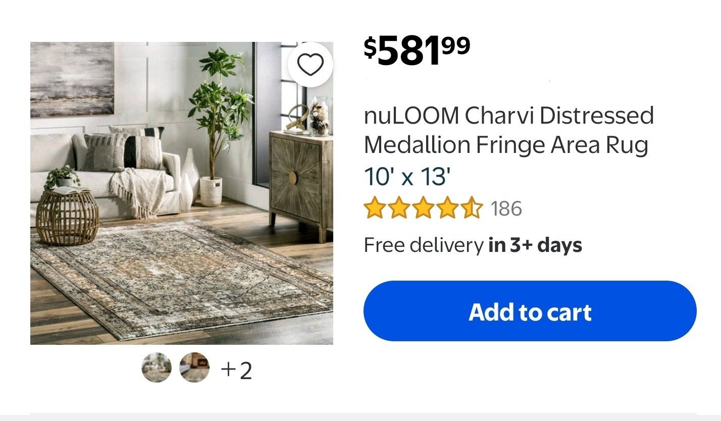 nuLOOM Charvi Distressed Medallion Fringe Area Rug, 10' x 13', Beige, Pet-Friendly, High Traffic