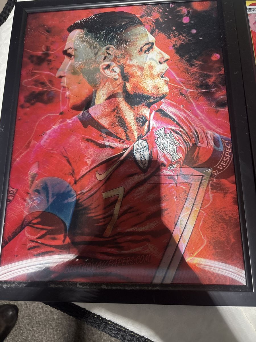 Cristiano Ronaldo Framed Wall Art Soccer Football Legend Portugal Jersey #7 Red Poster