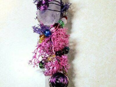 Selenite Charging Stick with Crystal and Amethyst-