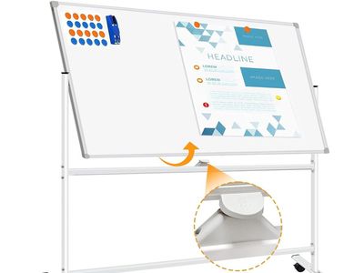 72" x 40" Double-Sided Rolling Whiteboard on Wheels