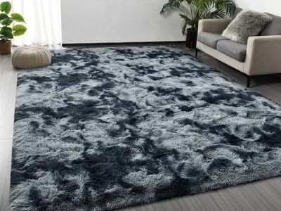 6’x9’ Modern Plush Shag Area Rug - Fluffy Grey Non-Slip Accent Carpet
