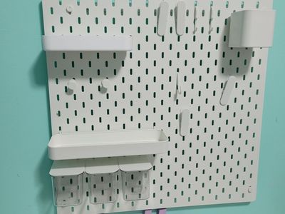 IKEA SKÅDIS White Pegboard Set with Shelves, Hooks, and Storage Containers