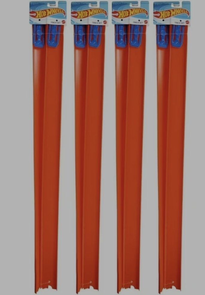 about 100 Hot Wheels straight tracks