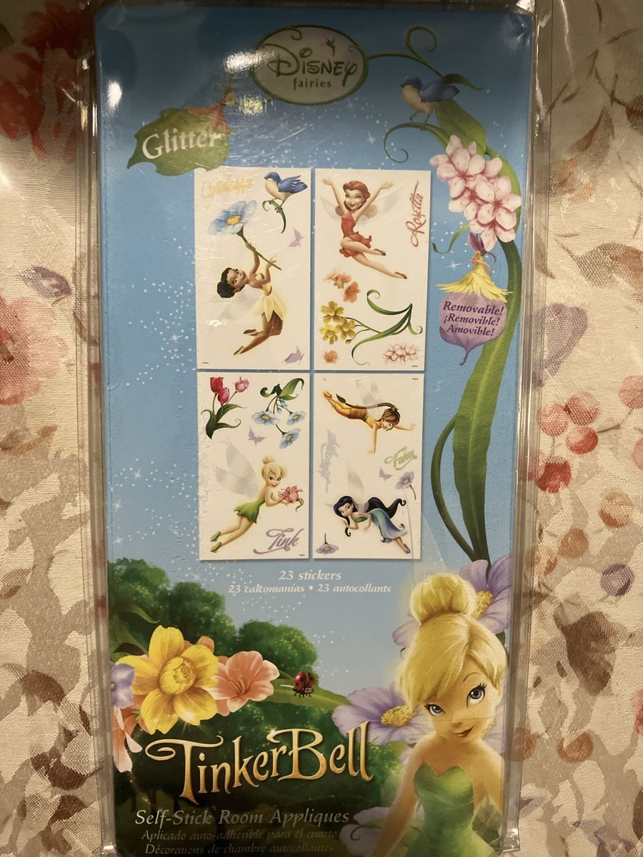 Disney Fairies Tinker Bell Self-Stick Room Appliques 23 Glitter Wall Stickers