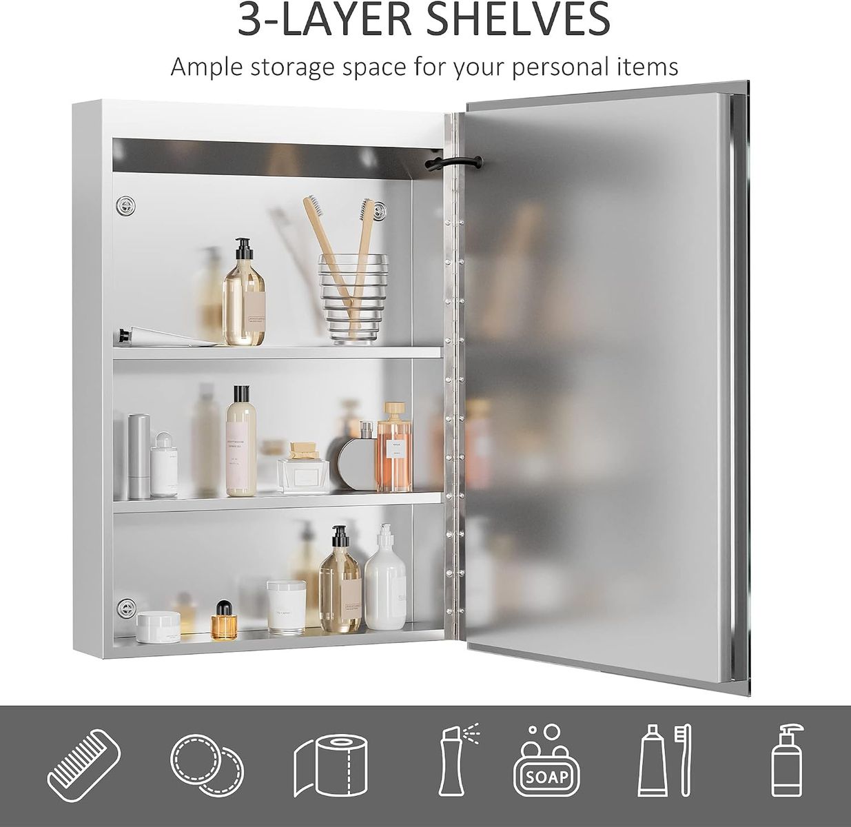 kleankin LED Medicine Cabinet with Mirror