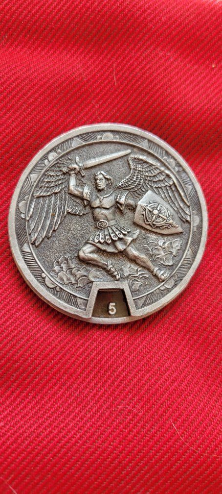 Vintage 90s Magic The Gathering St. Michael Archangel Life Counter Metal Medallion