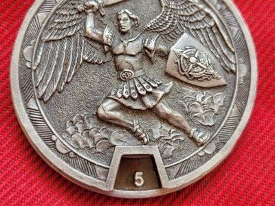 Vintage 90s Magic The Gathering St. Michael Archangel Life Counter Metal Medallion