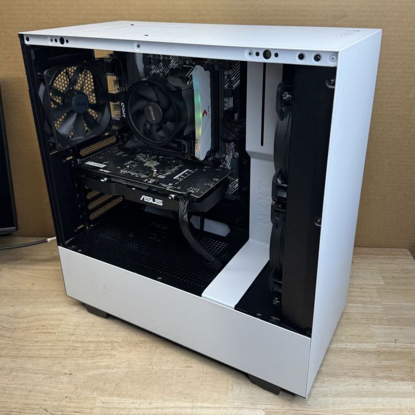 Ultra NZXT White Mid-Tower Gaming PC w/ AMD 3600XT CPU, ASUS GPU, be quiet! Fans