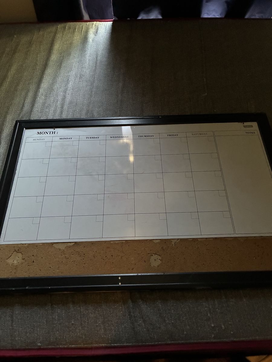 Monthly Calendar Dry Erase Board with Cork Strip