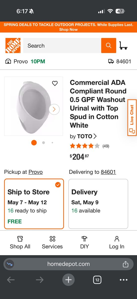 Brand new Urinal + flushometer