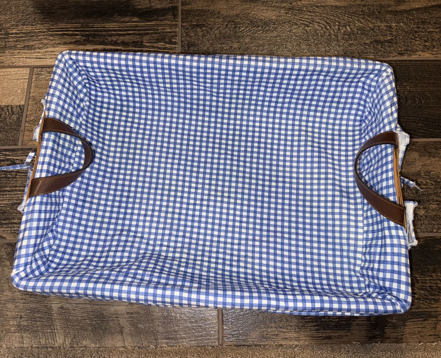 20x14 Blue and White Basket With Handles