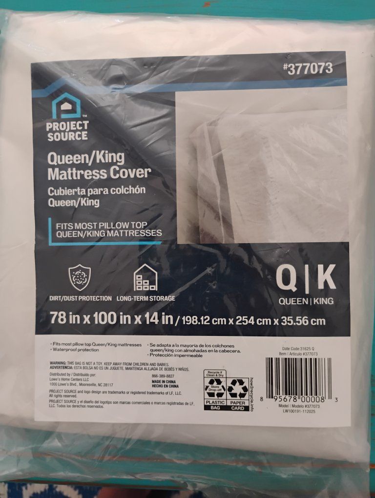 Project Source Queen/King Mattress Cover - Waterproof, Dust & Dirt Protection for Long-Term Storage
