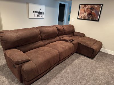 4 piece Reclining Sectional Sofa with Chaise and charging console