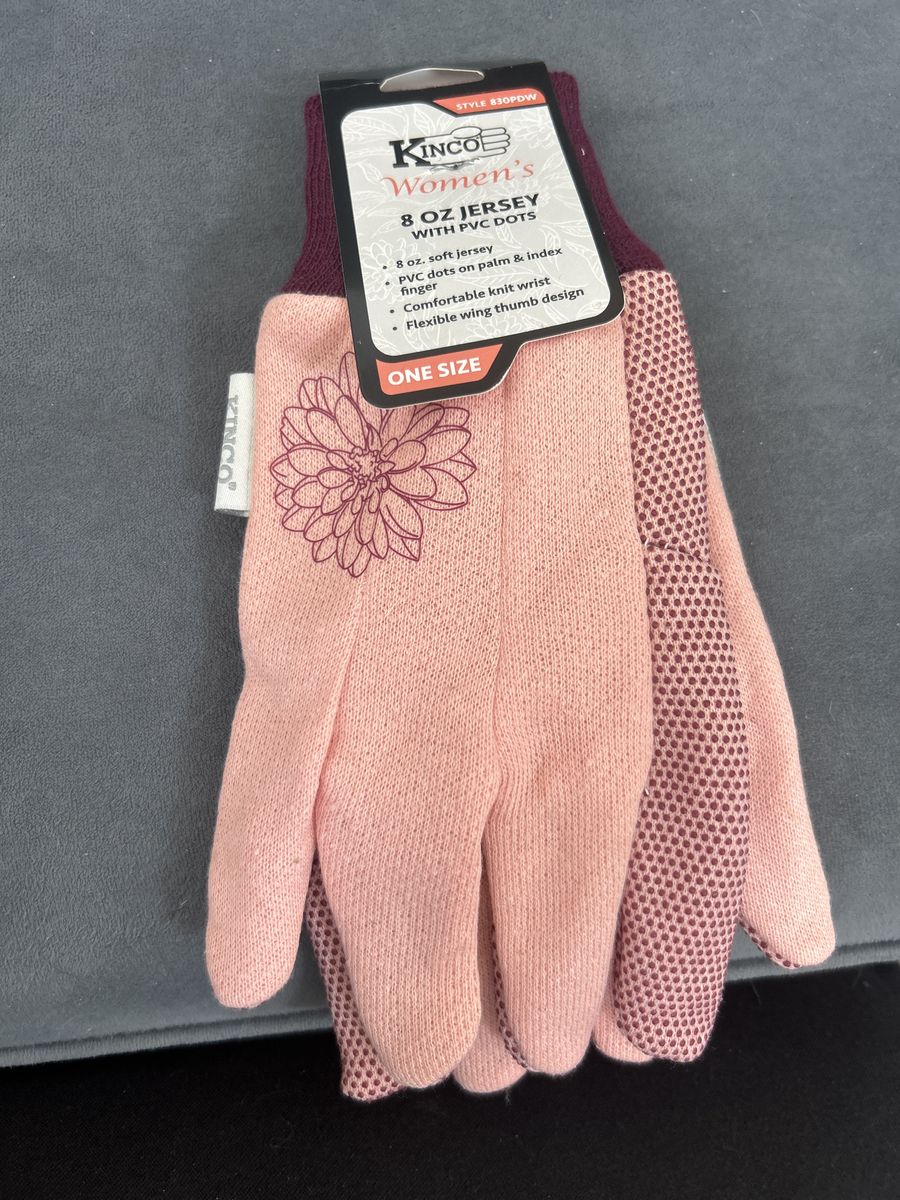 Kinco Women's 8 oz Jersey Gardening Gloves with PVC Dots - One Size