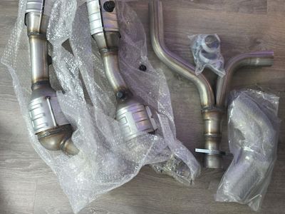 High-Flow Catted Exhaust / Front Pipe Setup – Stainless Twin Turbo System