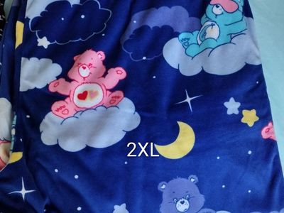 Care Bears Sleepy Bear & Share Bear 2XL Blue Fleece Pajama Pants Night Sky Clouds