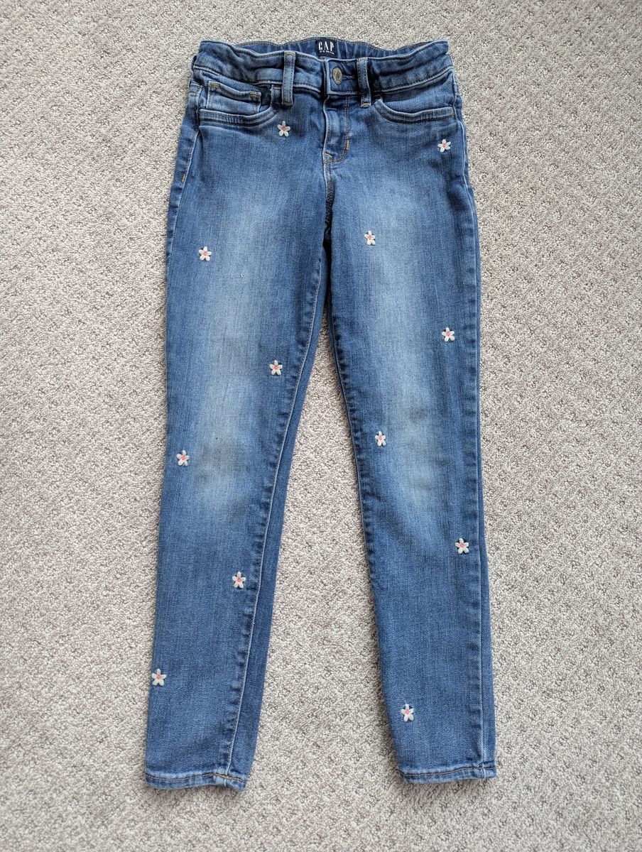 GAP Kids Daisy Flower Embroidered Stretch Jegging Jeans, size 10