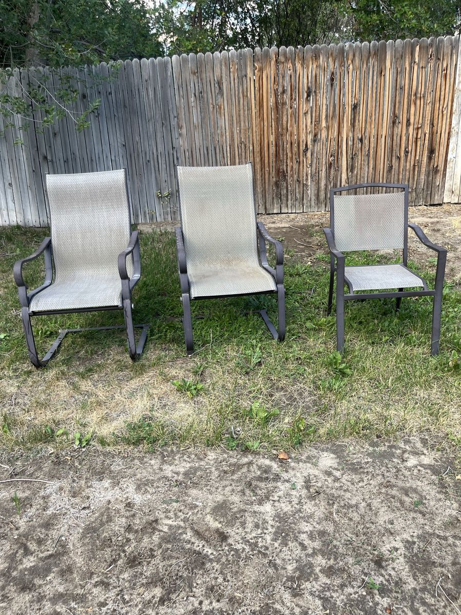 Set of 3 Patio Chairs, Weather-Resistant Sling Chairs, Outdoor Furniture