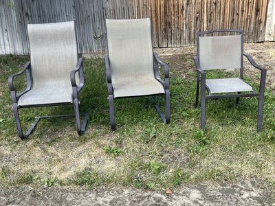 Set of 3 Patio Chairs, Weather-Resistant Sling Chairs, Outdoor Furniture